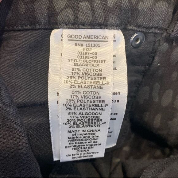 Good American Good Legs Crop Skinny Jeans Black Tonal Leopard Print Size 24 - Picture 9 of 10